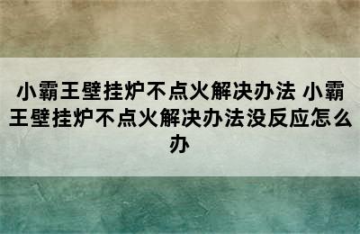 小霸王壁挂炉不点火解决办法 小霸王壁挂炉不点火解决办法没反应怎么办